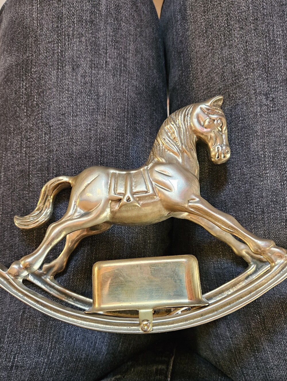 Vintage Brass Rocking Horse Music Box